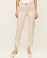 Vinci Leather Pale Sandalwood The Cotton Crop Pant in Gingham — Curvy Fit