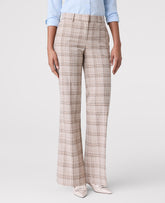 Vinci Leather Tan/Navy Plaid The Jayne Trouser in Plaid - Curvy Fit