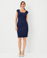 Vinci Leather Pure Sapphire The Scoop Neck Sheath Dress in Bi-Stretch — Curvy Fit