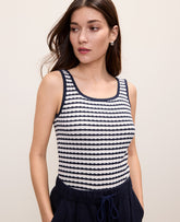 Vinci Leather Deep Navy/White Weekend Pointelle Tank Top