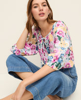 Vinci Leather Multi Weekend Floral Linen Blend Blouse