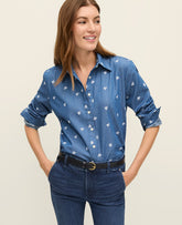 Vinci Leather White 9000 Weekend Chambray Relaxed Perfect Shirt