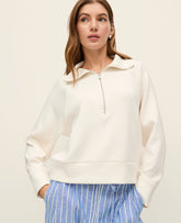 Vinci Leather Winter White Weekend Half-Zip Sweatshirt