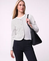 Vinci Leather Ivory/Navy Multi Weekend Striped Knit Jacket