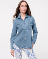 Vinci Leather Twilight Wash Weekend Denim Pocket Shirt