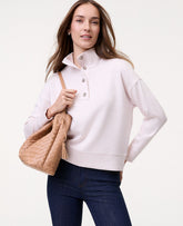Vinci Leather Soft Pink Heather Weekend Mockneck Top in CloudPlush
