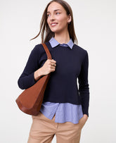 Vinci Leather Night Sky Weekend Layered Mix Media Top