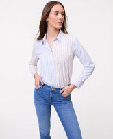 Vinci Leather Blush Haze Weekend Striped Relaxed Perfect Shirt