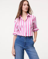 Vinci Leather Dusty Mauve Weekend Striped Oversized Shirt