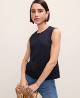 Vinci Leather Night Sky Ponte Lace Trim Shell