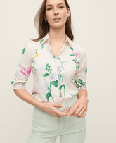 Vinci Leather Winter White Floral Perfect Shirt