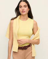 Vinci Leather Fresh Pineapple Scallopped Trim Sweater Shell