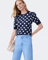 Vinci Leather Night Sky Dotted Sweater Tee