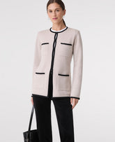 Vinci Leather Pale Sand Heather Contrast Trim Sweater Jacket