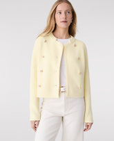 Vinci Leather Tender Yellow Double Breasted Sweater Jacket