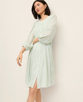 Vinci Leather Pale Aqua Belted Flare Dress