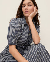 Vinci Leather Indigo Dusk Striped Shirtdress