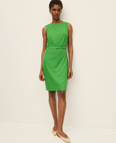 Vinci Leather Palm Green The Belted Shift Dress in Linen Blend