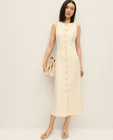 Vinci Leather Almond Oil Button Sheath Dress