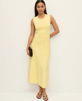 Vinci Leather Fresh Pineapple Scalloped Midi Dress