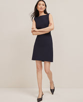 Vinci Leather Deep Navy Sky The Boatneck Dress in Seasonless Stretch
