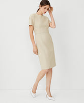 Vinci Leather Toasted Oat The Short Sleeve Sheath Dress in Bi-Stretch