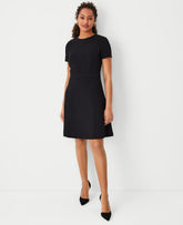 Vinci Leather Black The Flare Dress in Fluid Crepe