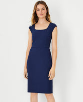 Vinci Leather Pure Sapphire The Scoop Neck Zip Pocket Dress in Bi-Stretch