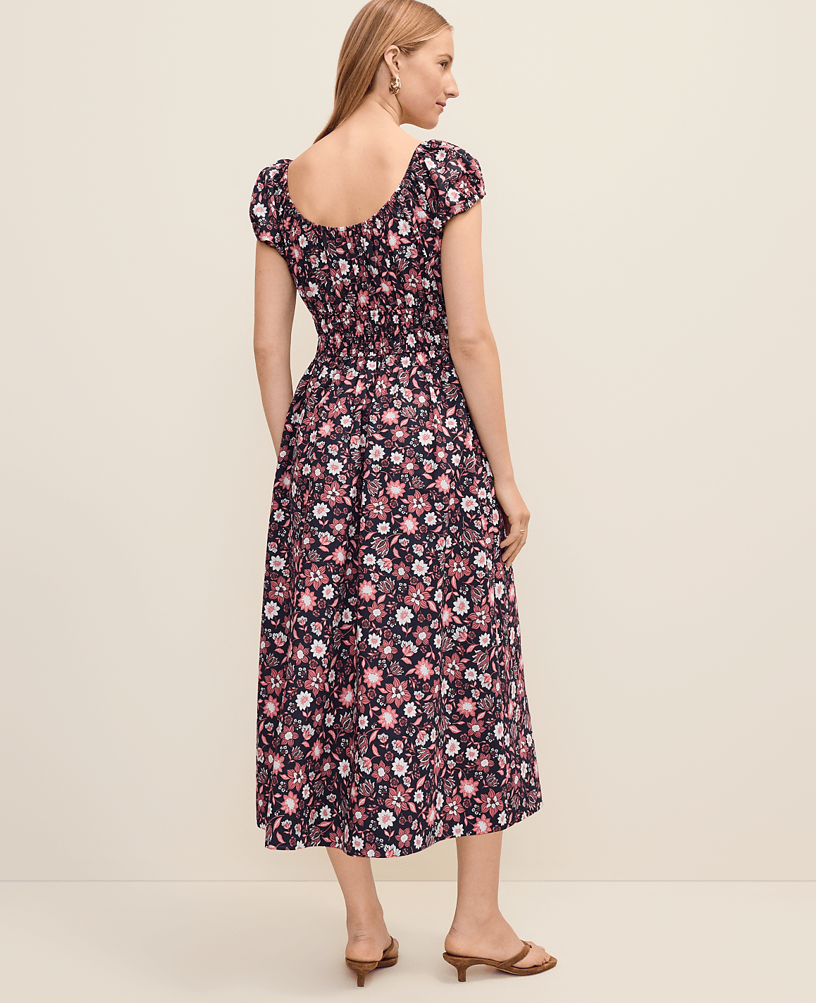 Ann Taylor Night Sky B Petite Weekend Floral Smocked Midi Dress