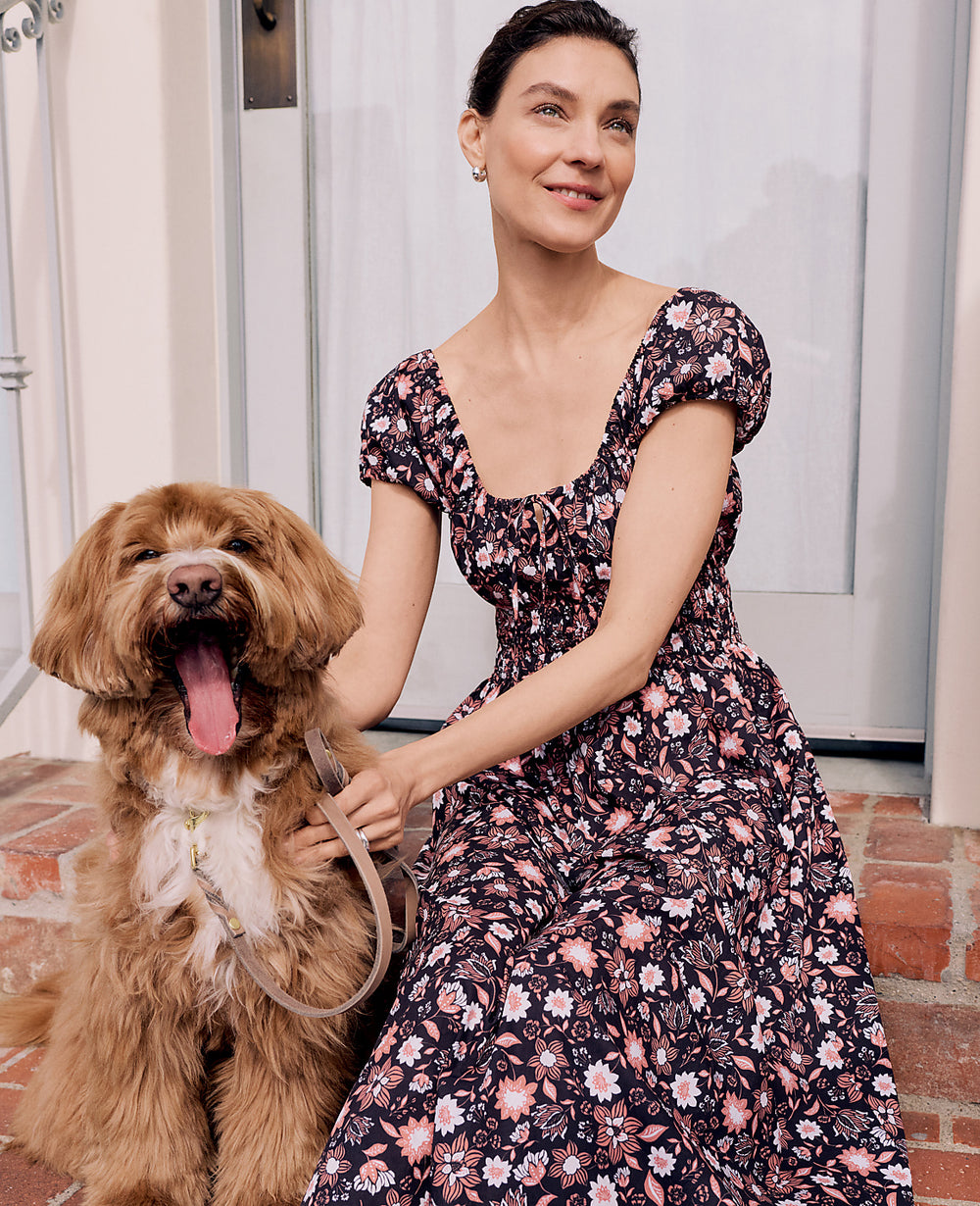 Ann Taylor Night Sky B Petite Weekend Floral Smocked Midi Dress