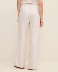 Ann Taylor Sail Cloth Petite Weekend Striped Easy Fit Wide-Leg Pant in Linen Blend