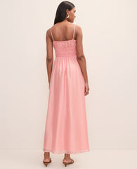 Ann Taylor Light Coral Spice Petite Weekend Gathered Maxi Dress
