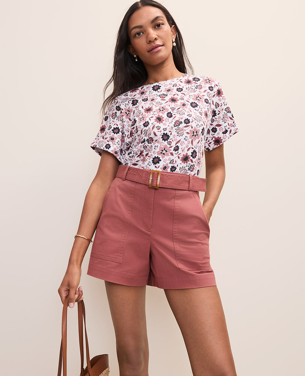 Ann Taylor Night Sky Petite Weekend Floral Crew Neck Top
