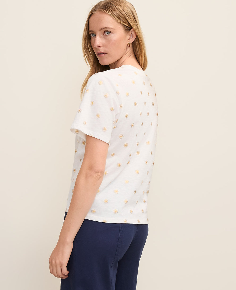 Ann Taylor Gold Petite Weekend Sun Print Relaxed Tee