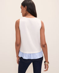 Ann Taylor Winter White Petite Weekend Layered Mixed Media Tank
