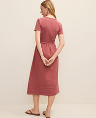 Ann Taylor Terra Toscana Petite Weekend Mixed Media Crew Neck Midi Dress