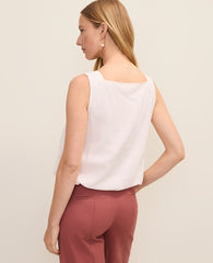 Ann Taylor Blush Haze Petite Weekend Bubble Hem Tank Top in Linen Blend