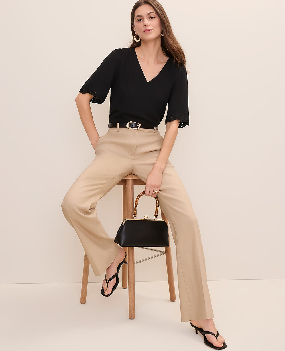 Ann Taylor Cool Sesame The Petite High Rise Trouser in Linen Blend