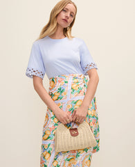 Ann Taylor Crystal Lavender Petite Crochet Trim Relaxed Tee