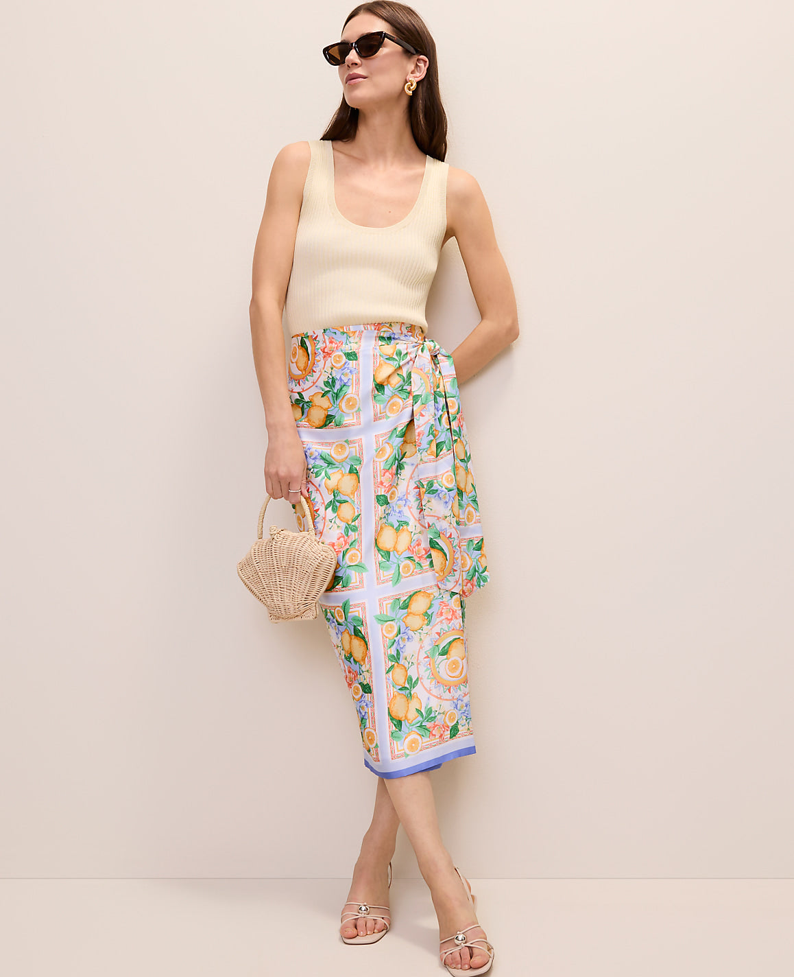 Ann Taylor Limoni Scarf Petite Lemon Wrap Skirt in Satin