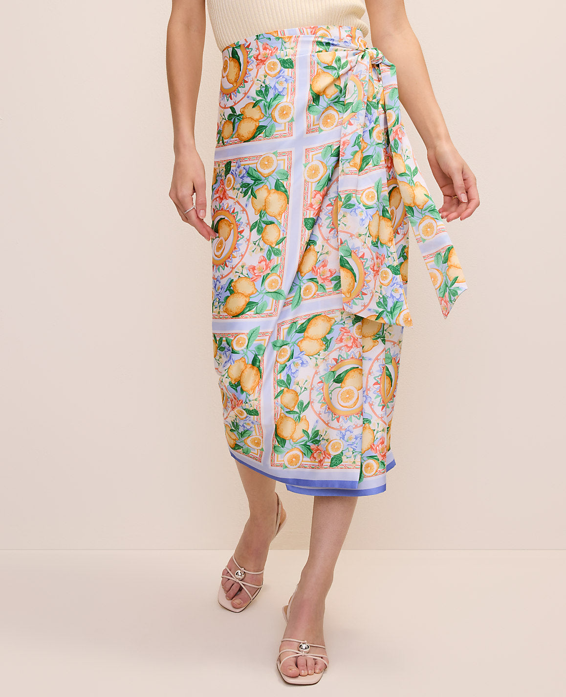 Ann Taylor Limoni Scarf Petite Lemon Wrap Skirt in Satin