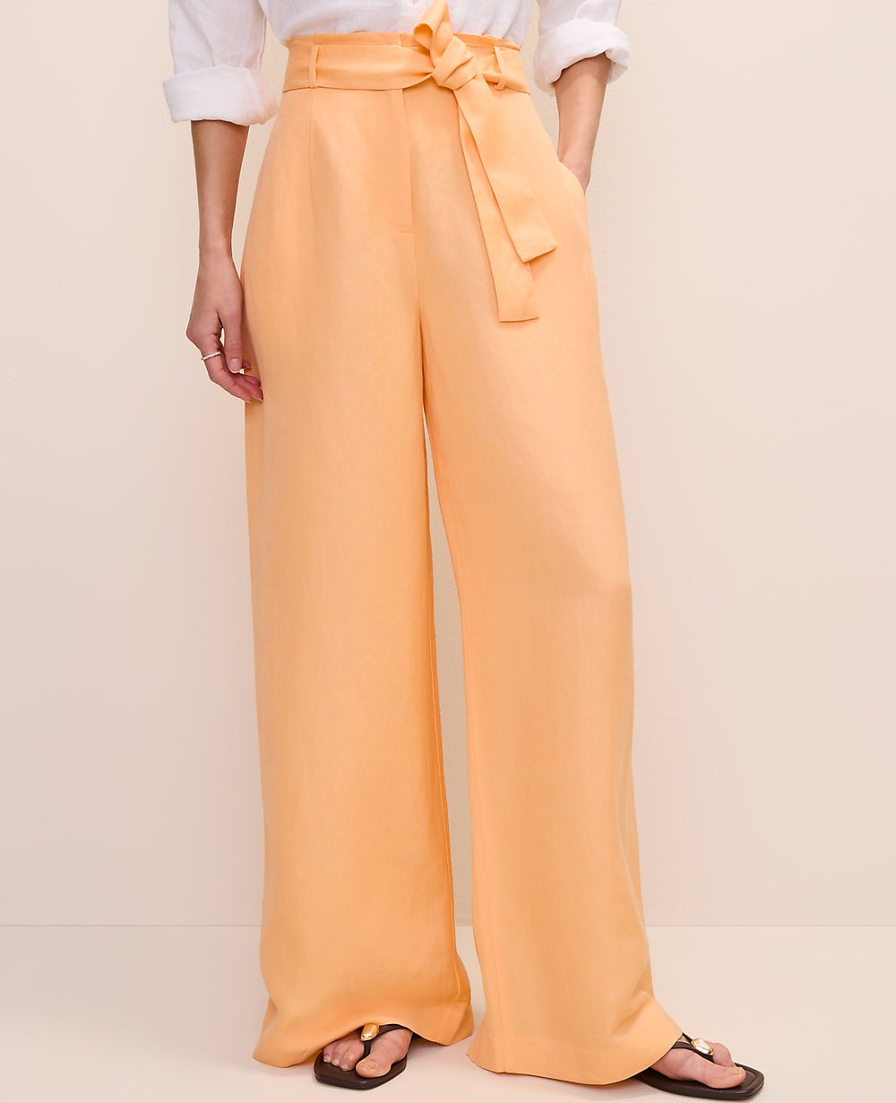 Ann Taylor Tropical Papaya Petite Paperbag Pant in Linen Blend