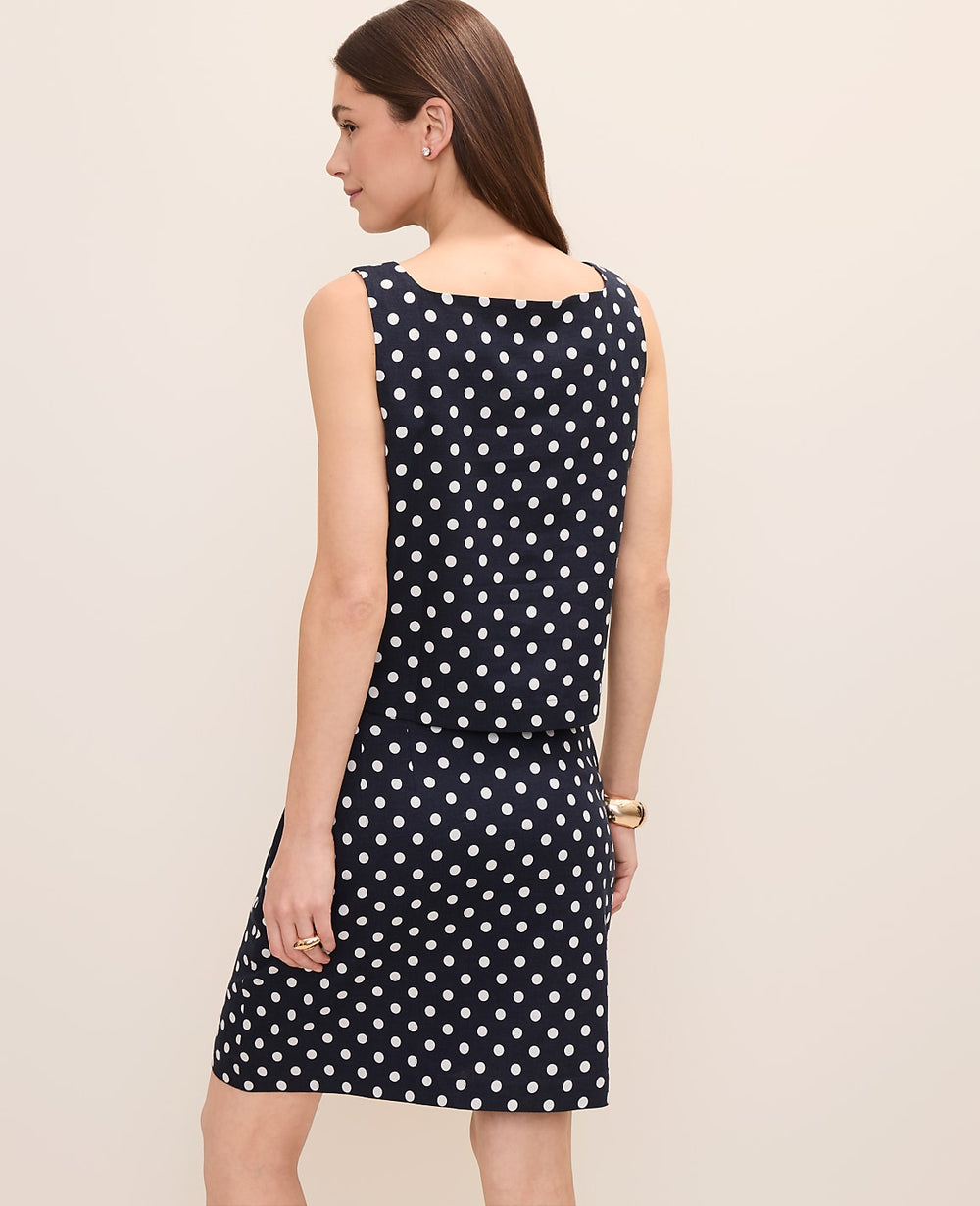 Ann Taylor Night Sky Petite Polka Dot Tank Top in Linen Blend
