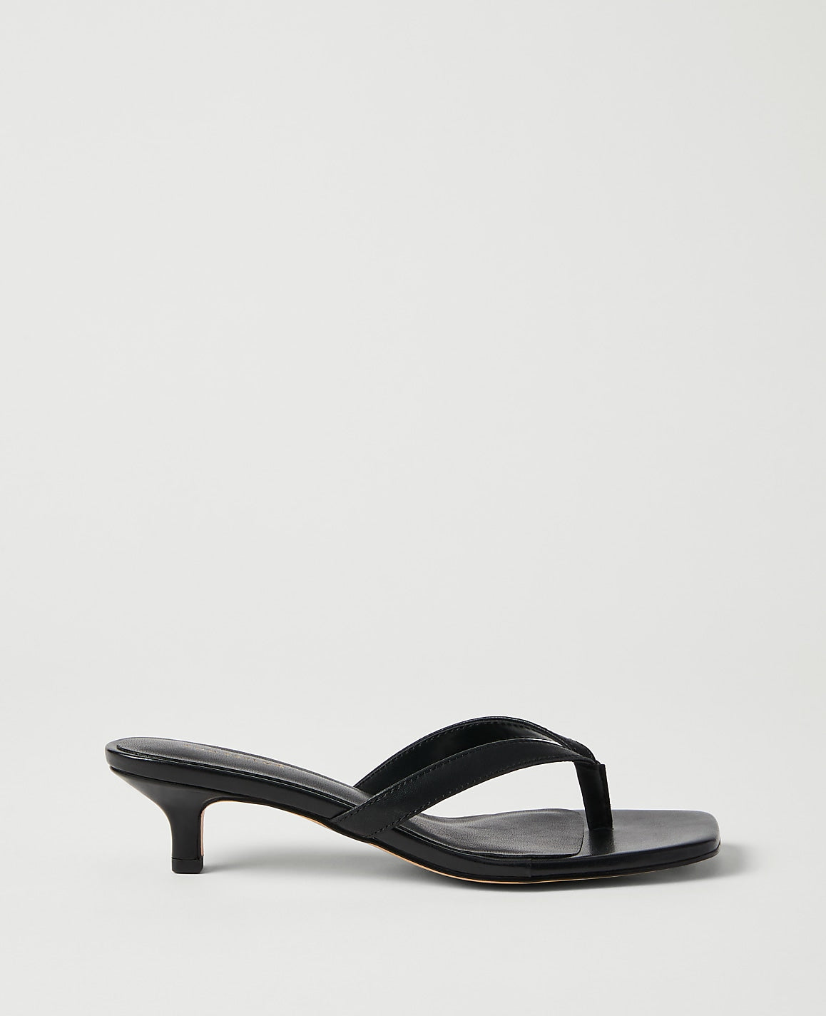 Ann Taylor Black Leather Kitten Heel Sandal