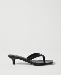 Ann Taylor Black Leather Kitten Heel Sandal
