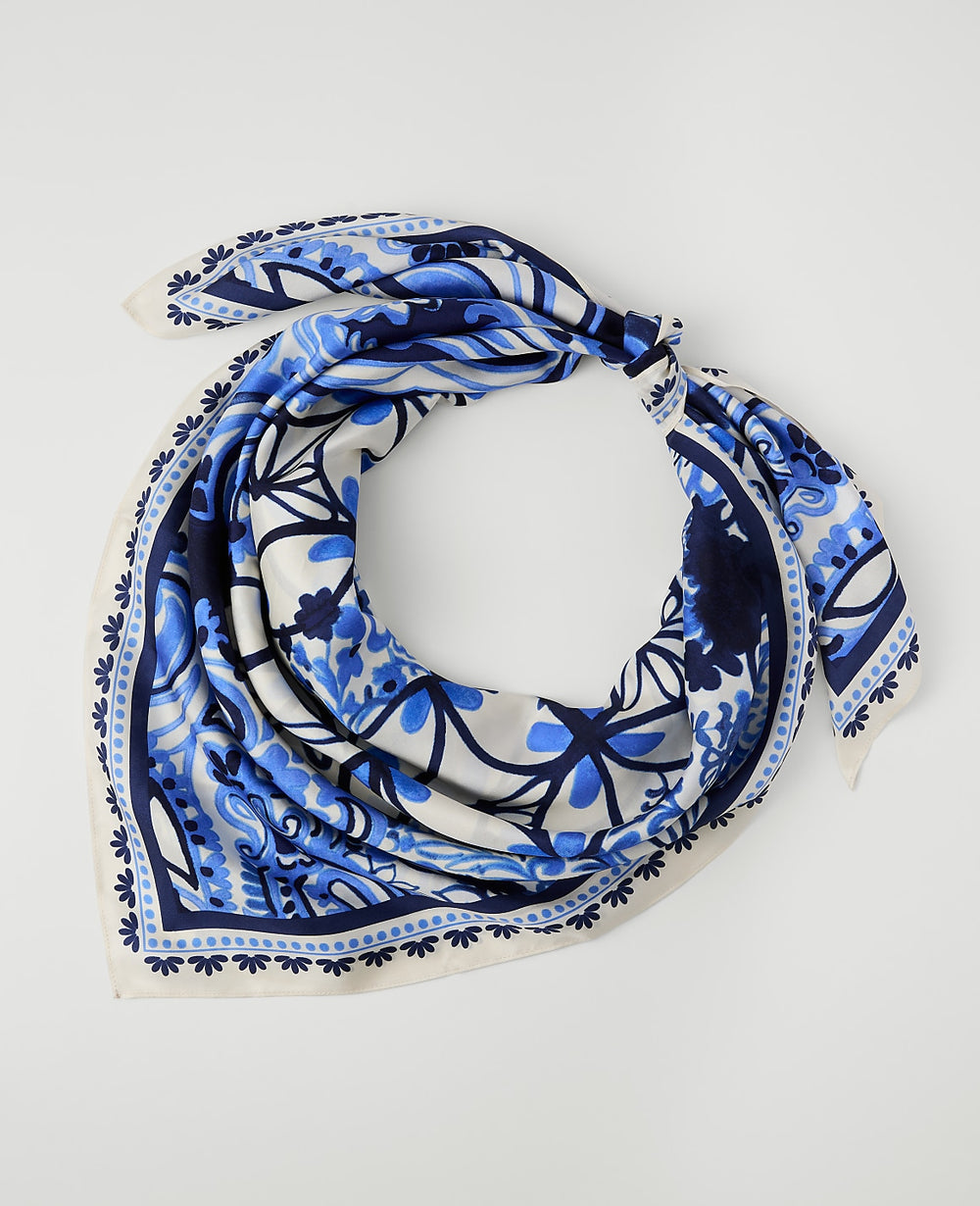 Ann Taylor White Paisley Silk Scarf