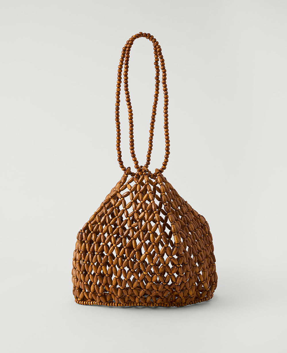 Ann Taylor Brown Toffee Weekend Beaded Tote