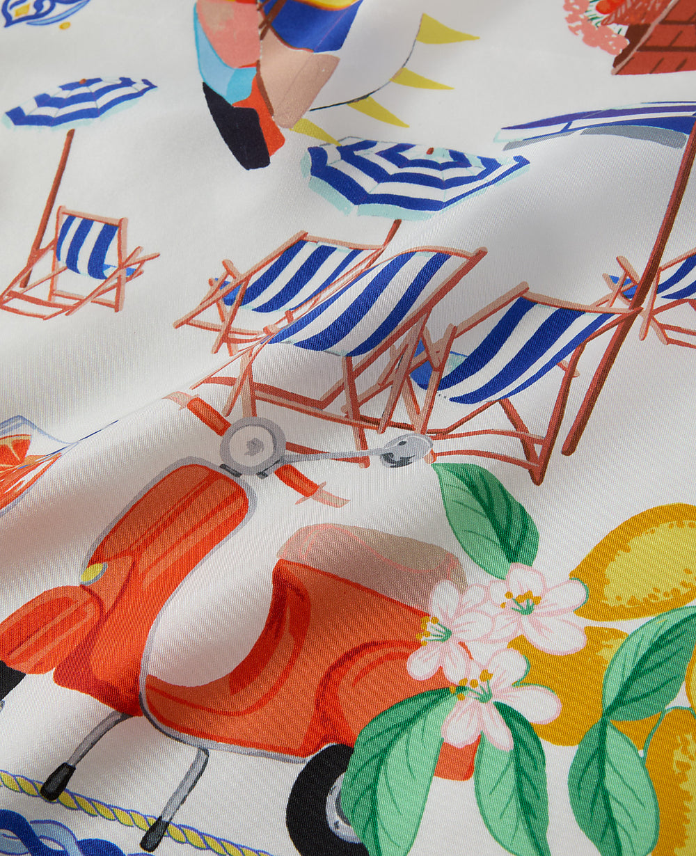 Ann Taylor White Amalfi Coast Printed Silk Scarf