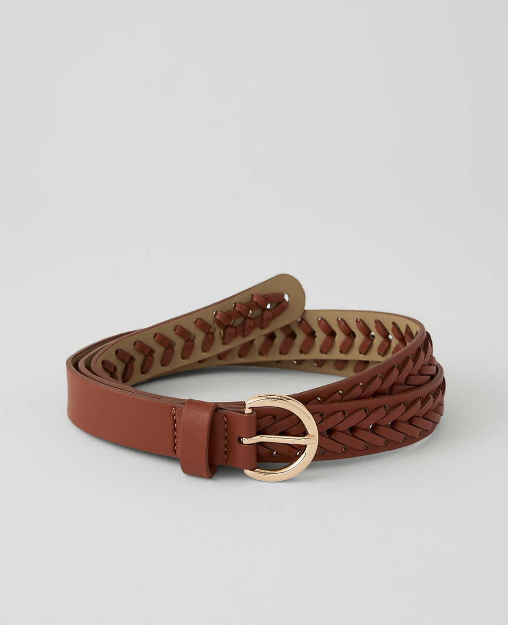 Ann Taylor Rich Cognac Woven Leather Belt