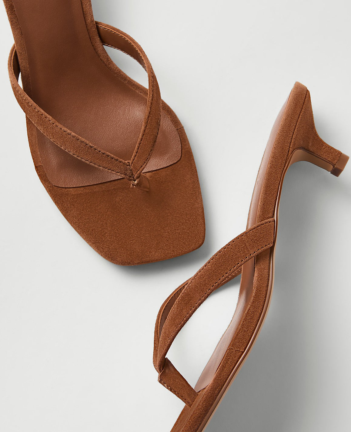 Ann Taylor Coffee Bean Suede Kitten Heel Sandal
